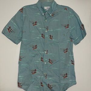 Men's Sonoma Blue Surf dudes beachy vacation printed Shirt shirt M